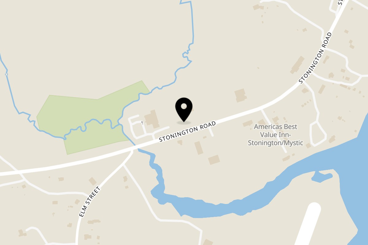 Map showing the location of Woodfellas Pizza Stonington @ The Marsh on 779 Stonington Rd in Stonington